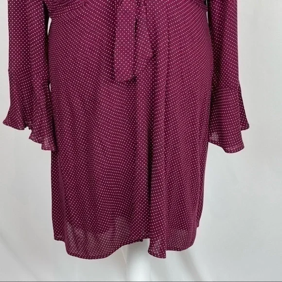 Anthropologie Le Lis Burgundy & White Polka Dot Ballet Core Dress NWOT - Picture 4 of 11